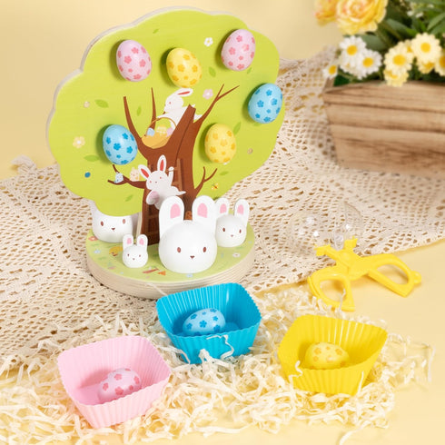 3 4 5 6 Woodtoe Easter Toys for Toddlers, Magnetic Easter Eggs, Picking Easter Bunny Toy, Montessori Toys for Year Old