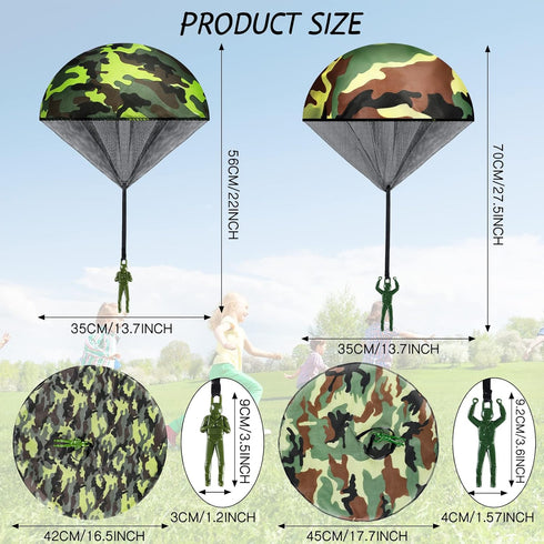 60 Pcs Army Camo Parachute Toys - Hand Throwing Camo Parachute Men, Plastic Soldiers, Outdoor Flying Gifts