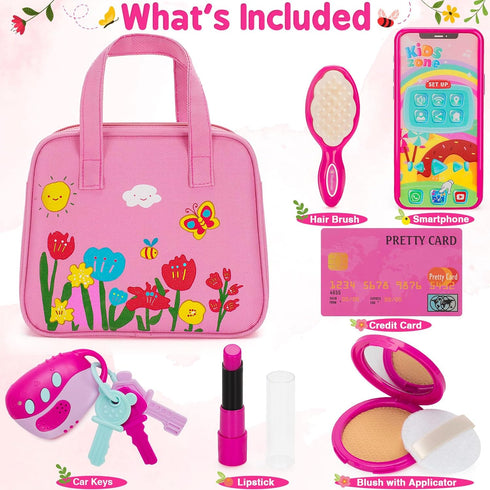 3+ 3+ Officygnet Play Purse Toy for Girls Years Old, Toddler Purse Girl Toys with Pretend Makeup Kit, Pretend Princess