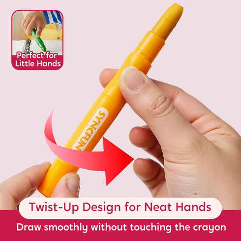 24 3 SYNCFUN Pcs Twistable Silky Crayons, Washable Crayons for Paper, Easy to Hold & Quick-Drying Art Supplies
