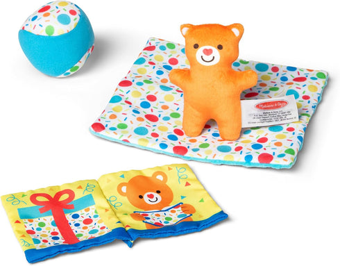 Melissa & Doug Wooden Surprise Gift Box, Infant Toy Gift Set (5 Pieces), Tactile Sensory Toy for Babies