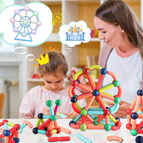 BAKAM Magnetic Building Blocks for Kids Ages 4-8, STEM Toys with Large Magnetic Sticks and Balls Game Set (42PCS)