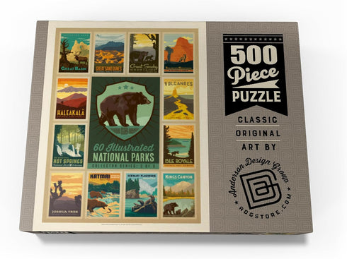 MyPuzzle Vintage Poster National Parks Collector Series - Edition 3, Premium 500 Piece Jigsaw Puzzle for Adults