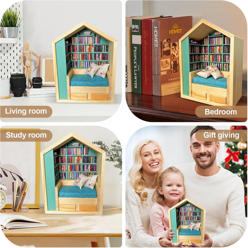 Wanheart 400 Pcs Mini Books-Anxiety Bookshelf,Mini Bookstore,Shake Off Your Anxiety,Office Decor Mini