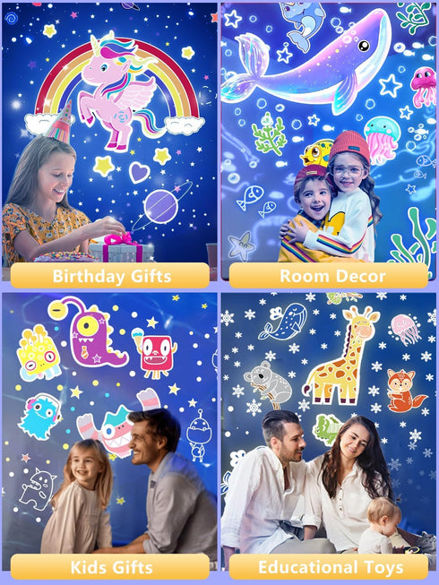21 Sets 360 of Films + Projector Night Light for Kids, Kids Night Light Projector, Ceiling, Remote Control & Bluetooth