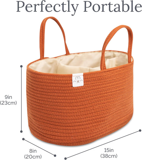 Natemia Diaper Caddy Organizer - Large, Lily Pad - Portable Rope Handles For Car Organizer - Three Compartments