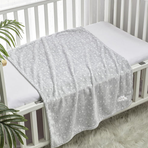 2Pcs 30''X40'' Cozy CREVENT Cute Fluffy Warm Baby Blankets for Infants Toddlers' Bedding Crib Cot Stroller - Grey Cloud