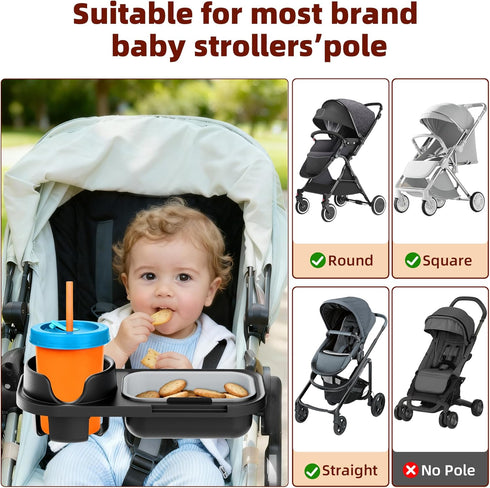 Universal Stroller Snack Tray, Compatible with Nuna Uppababy Mockingbird, Stroller Snack Tray Attachment with Cup