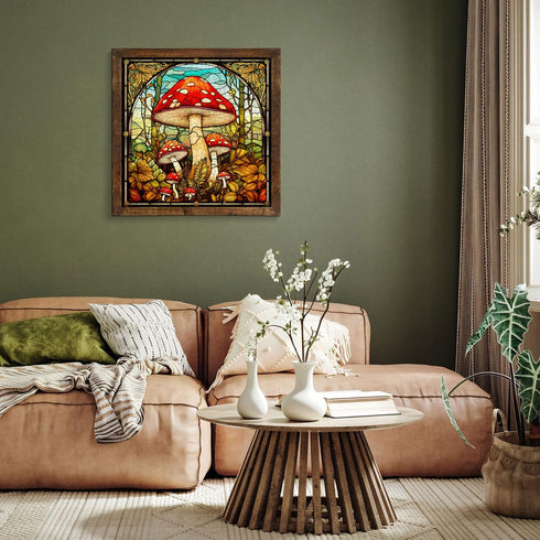 Vintage Mushroom Puzzles for Adults - 1000 Pieces Stained Glass Nature Plant Jigsaw, Retro Forest Fungi Art