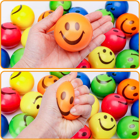 LovesTown 20 PCS Smile Face Stress Balls, 2.5 Inch Office Fidget Toys for Desk, Sensory Toys for Kids Stress Relief