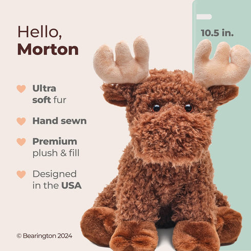 Bearington Morton The Moose Stuffed Animal - 10.5 Inch Plush Moose