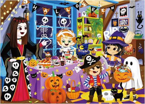 Halloween Jigsaw Puzzles 100 Pieces - Colorful Costume Party Puzzles, Family Game Gift, 27.5 x 19.7 Inch