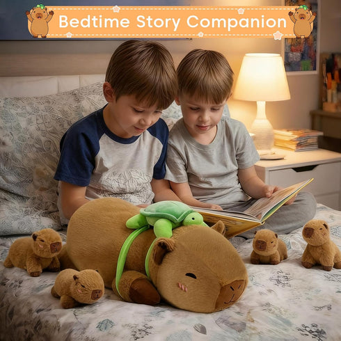 Mommy 4 Backpack SQEQE Capybara Stuffed Animals with Babies Inside, Capybara Plush with & Babies, Cute Plushies