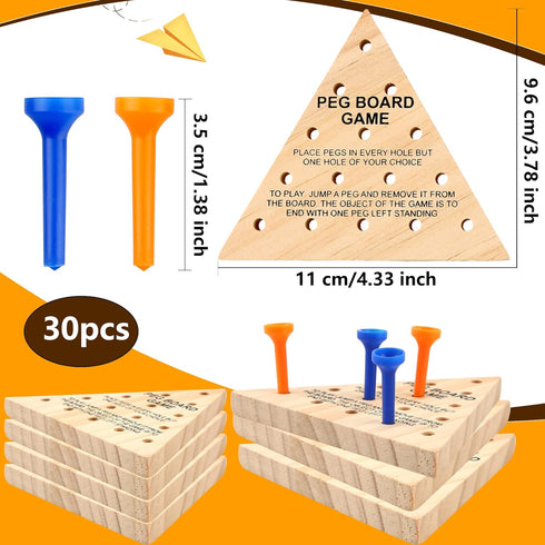 30 Packs Wooden Peg Game - Tricky Triangle Family Wooden Board Game, Strategy Toy for Travel Gathering Teens Adults