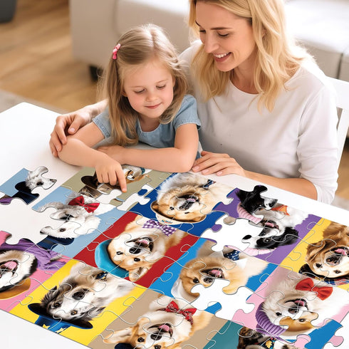 Kids,48 3-5,Puppy 4-8 Jumbo Floor Puzzle for Piece Funny Dog Jigsaw Puzzles,Learning Educational Toys for Toddlers Ages