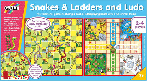 Galt Toys, Snakes & Ladders and Ludo, Classic Family Board Game, Ages 3 Years Plus, 2-4 Players