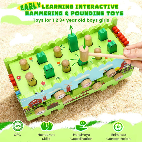 12+ Hammering Wooden Activity Cube Montessori Toys for Months Baby Boys Girls | Pounding Toys with Abacus, Educational
