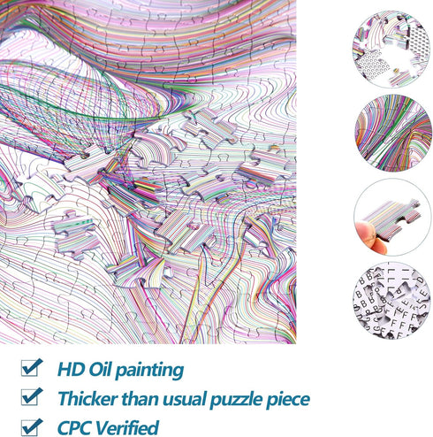Bgraamiens - Twisted Lines - 1000 Pieces Rectangle Jigsaw Puzzle Color Challenge for Adults and Kids