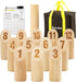 Wooden Tossing Game Set, 12PCS Numbered Block Toss Games with Scoreboard & Carrying Case, Outdoor Lawn Game for Teens,