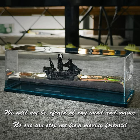 Unsinkable Black Pearl Pirate Simulator Toy Wavey Boat in a Box for Car Decoration and Gifts
