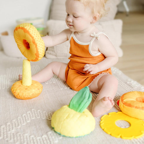 Melissa & Doug Multi-Sensory Pineapple Soft Stacker Infant Toy, Stacking Toys for Babies