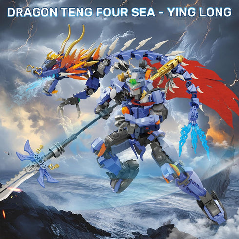 NUTCRACKER Mecha Robot with Dragon Building Blocks Set, Dragon Teng Four Sea - Ying Long Toy, Birthday Gift for Teens