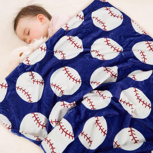 26.5 40 Inches Baseball Baby Blanket for Boys Girls Soft Fleece Minky Blanket with Dotted Backing Double Layer Newborn