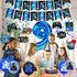 Video Game Theme 9th Birthday Party Decorations for Kids - Blue Black Cheers to Level 9 Banner, Hanging Swirls, Level