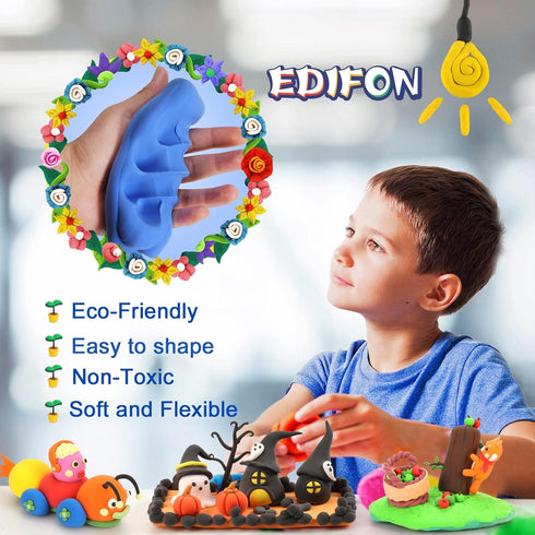 Air Dry Clay Kit, EDIFON Ultra Light Magic Modeling Clay with Tools, Safe and Non-Toxic, Ideal Gift for Kids (48 Colors)