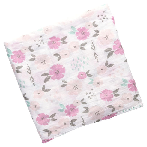 Stephen Joseph Muslin Swaddle Blanket for Newborns, 100% Cotton Baby Wrap, 47 x 47 inches, Flower