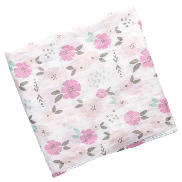 Stephen Joseph Muslin Swaddle Blanket for Newborns, 100% Cotton Baby Wrap, 47 x 47 inches, Flower