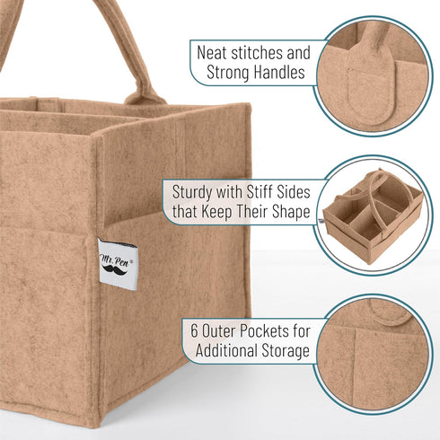 Mr. Pen- Baby Diaper Caddy Organizer, Earthy Clay, Baby Caddy Organizer with Handle, Compact Size, Collapsible