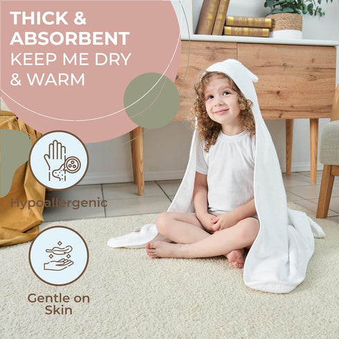 Cozy 600 35 35 Munich Blue Baby Bath Hooded Towel for Boys and Girls - Soft and Baby Towel with Cute Bear Ears