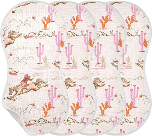 Mazeann Cowgirl Western American Burp Cloths Baby Boys Girls Absorbent Soft Cotton Burping