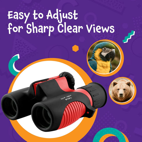THINKPEAK Toys 3-12 Think Peak Red Binoculars Science Toy for Kids Ages Years - Real Compact Outdoor Adventure & STEM