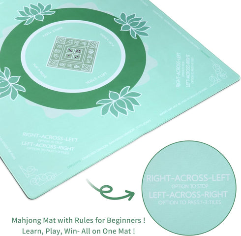 American Mahjong Game Mat - Anti-Slip Neoprene, Noise Reduction & Wrinkle-Resistant | Odorless & PAH-Free | Includes