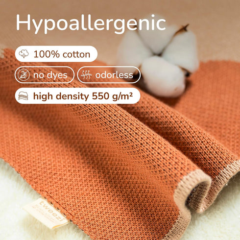 100% 47x32 Organic Cotton Baby Blanket Soft Knitted Breathable Swaddle Blanket for Crib & Stroller - Newborns, Infants