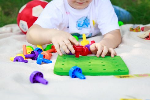 Toddler Peg Board Sensory Toys - Montessori Educational Toys for Toddlers, 30 Pieces Stackable Pegs + E-Book