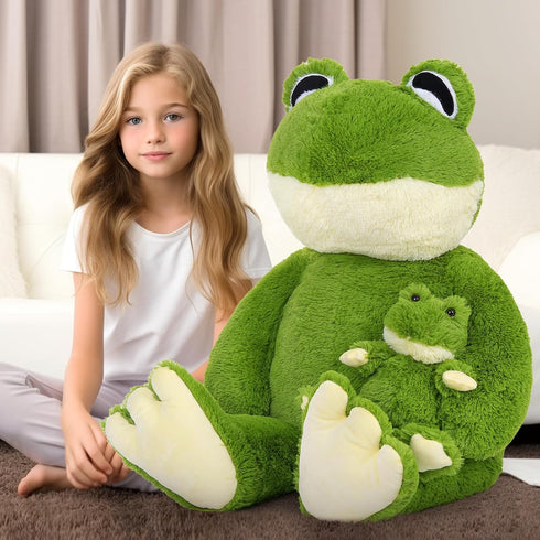 36.2'' 3Ft Set MorisMos Large Frog Stuffed Animals Plush, Giant Stuffed Frog Plush Toy with Baby for Girl Boy Kid
