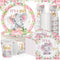 Hushee 200 Pcs Pink Elephant Baby Shower Party Supplies - Paper Plates, Napkins & Cups for 50 Guests
