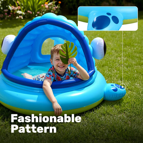 Swimming 54" 56" 28",Blow Summer JOYIN Inflatable Shade Kiddie Pool,Whale Baby Pool Tent, Infant Pool for Kids x x Up