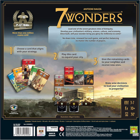 7 Wonders Board Game BASE GAME (New Edition) - Family Civilization Strategy Game for 3-7 Players