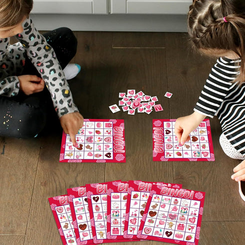jollylife 40 Players Valentine's Day Bingo Game Cards - Class Party Supplies Activity
