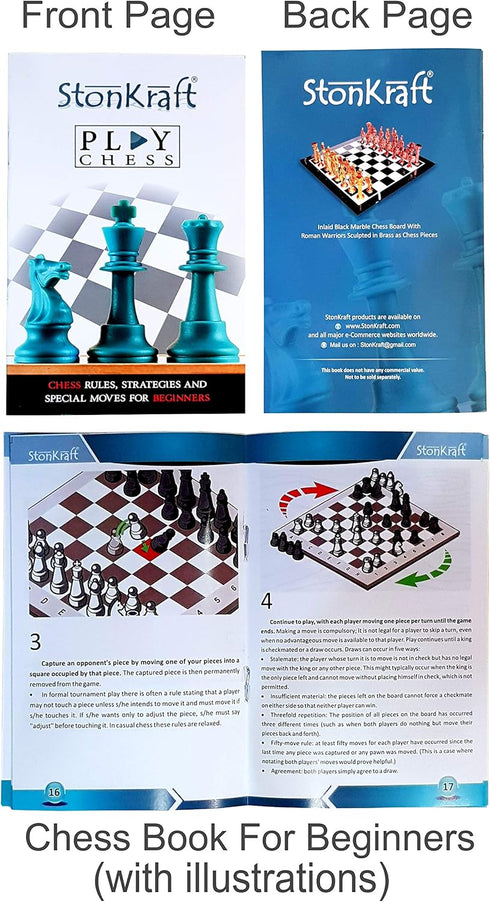 StonKraft Wooden Chess Board Game Set with Magnetic Pieces (12" X 12")