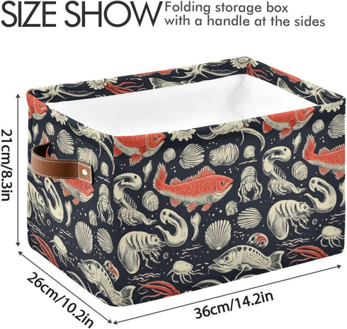 CWUPZAY 1 Pack Salmon Storage Basket Canvas Fabric Collapsible Storage Bins Box Organizer Waterproof for Home Bedrooms