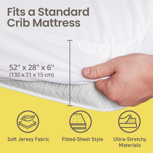 SafeRest Waterproof Mattress Protector Crib Size Absorbent Breathable Soft Fitted Bed Cover with Stretchable Pockets