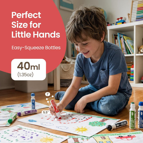 24 Count (2-Pack 12 40ml (1.35oz) Set, Washable Dot Markers for Toddlers, of Colors), Paint Marker Art Non-Toxic Water