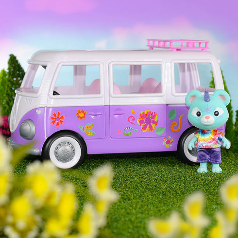 Sunny Days Entertainment Honey Bee Acres Rainbow Ridge Flower Groove Van - Purple Vehicle with Unicorn Figure
