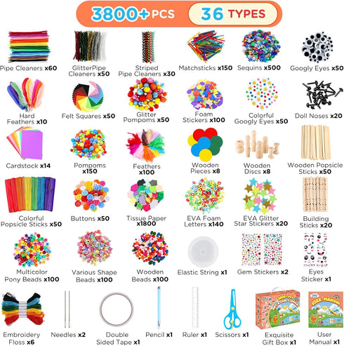 Zefy 3800+ 20 Set 4-12 Pcs Arts and Crafts Kit Supplies for Kids, All in One Art Supplies with Crafts Design, DIY Craft
