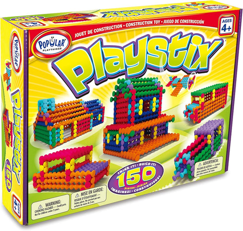Set 4 150 POPULAR PLAYTHINGS Playstix Construction Toy with Building Sticks for STEM and Classroom Use, for Kids Ages